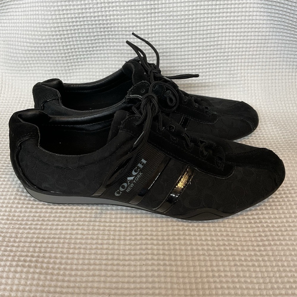 Coach Remonna Monogram Black Signature Logo Low Top Sneaker Size 9B Driving Shoe